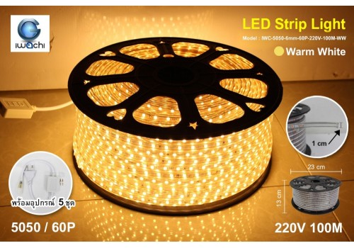 ไฟท่อเหลี่ยม IWC-5050-6mm-60P-220V-100M-WW